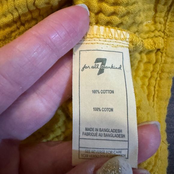 7 For All Mankind Mustard Yellow Long Sleeve Tiered Cotton Top & Jean Set 24M - Picture 5 of 9